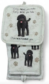 DOG & CAT 3 Piece Oven Mitt & Tea Towel Set By E&S Pets (CHOOSE BREED) - Novelty Socks And Slippers
