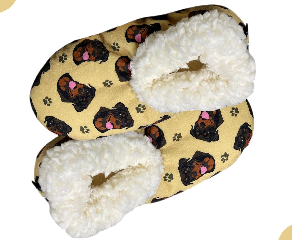 COMFIES BRAND Ladies ROTTWEILER DOG Non-Skid Slippers - Novelty Socks And Slippers