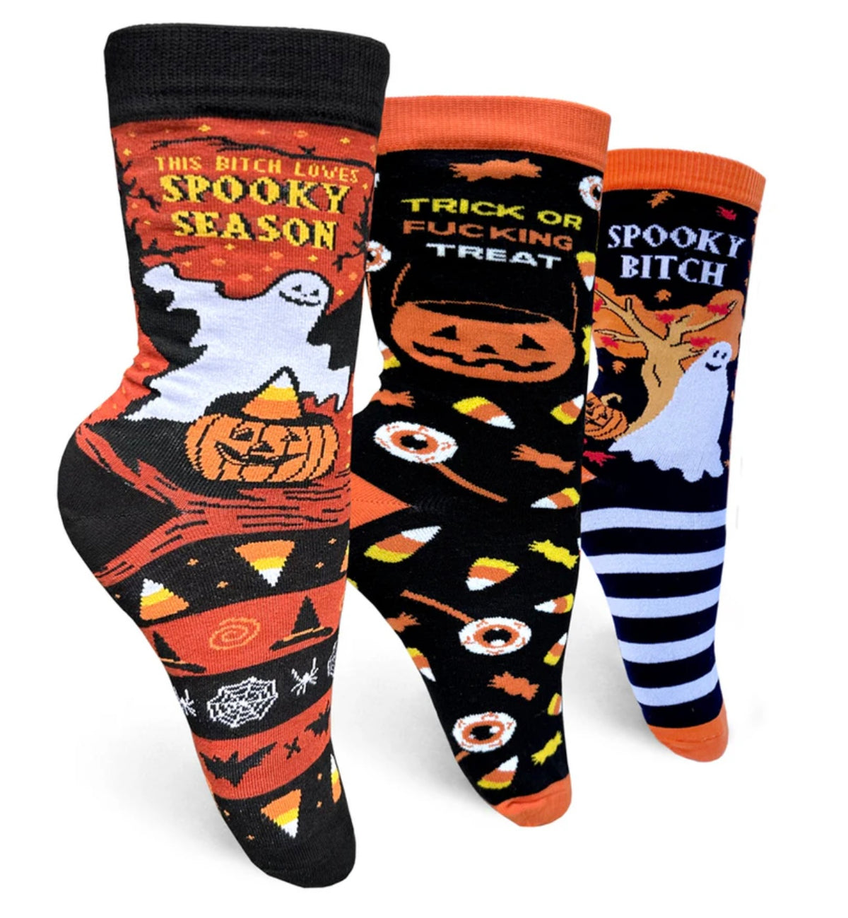 TRICK OR FUCKING TREAT Ladies HALLOWEEN Socks GROOVY THINGS Brand - Novelty Socks And Slippers