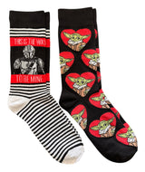STAR WARS THE MANDALORIAN Men’s 2 Pair Of BABY YODA VALENTINES DAY Socks ‘THIS IS THE WAY TO BE MINE’