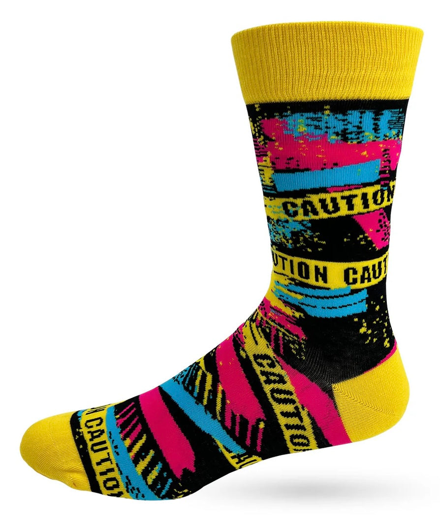 FABDAZ Brand Men’s CAUTION I HAVE NO FILTER Socks With Caution Tape - Novelty Socks And Slippers