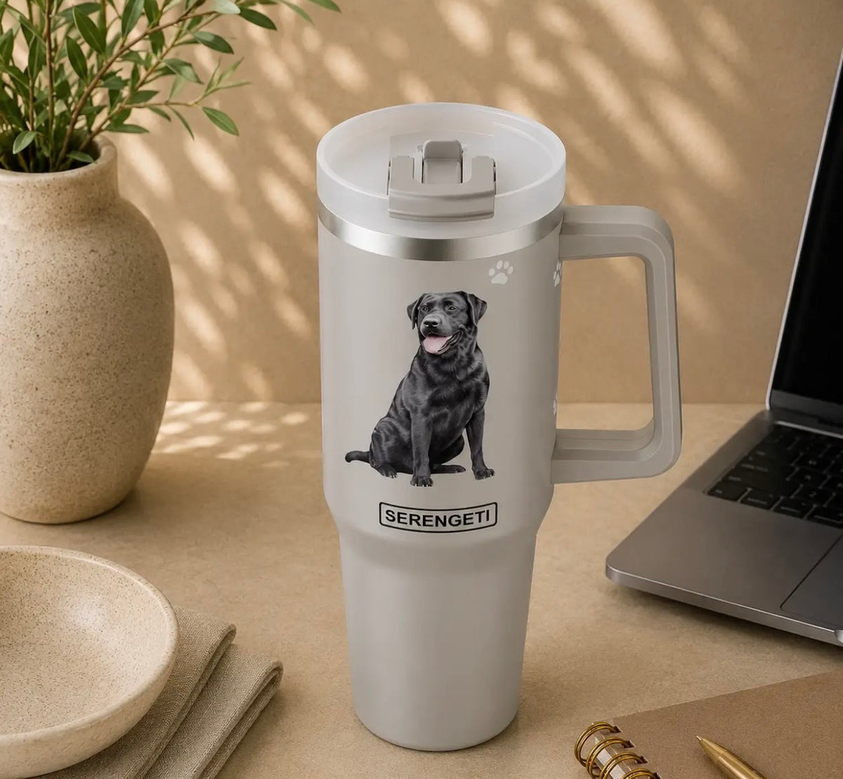 Dog & Cat Stainless Steel Ultimate 40 Oz. Tumbler Hot & Cold Travel Mug By E&S Pets (Choose Breed)