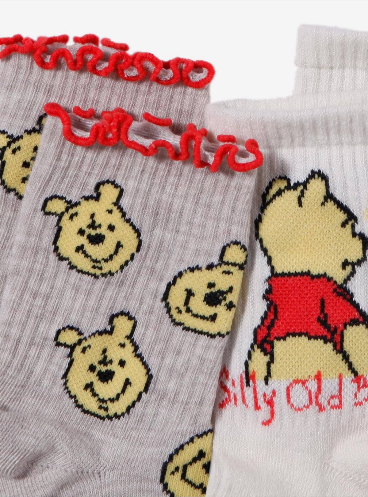 DISNEY WINNIE THE POOH LADIES 2 PAIR OF Crew SOCKS ‘Silly Old Bear’