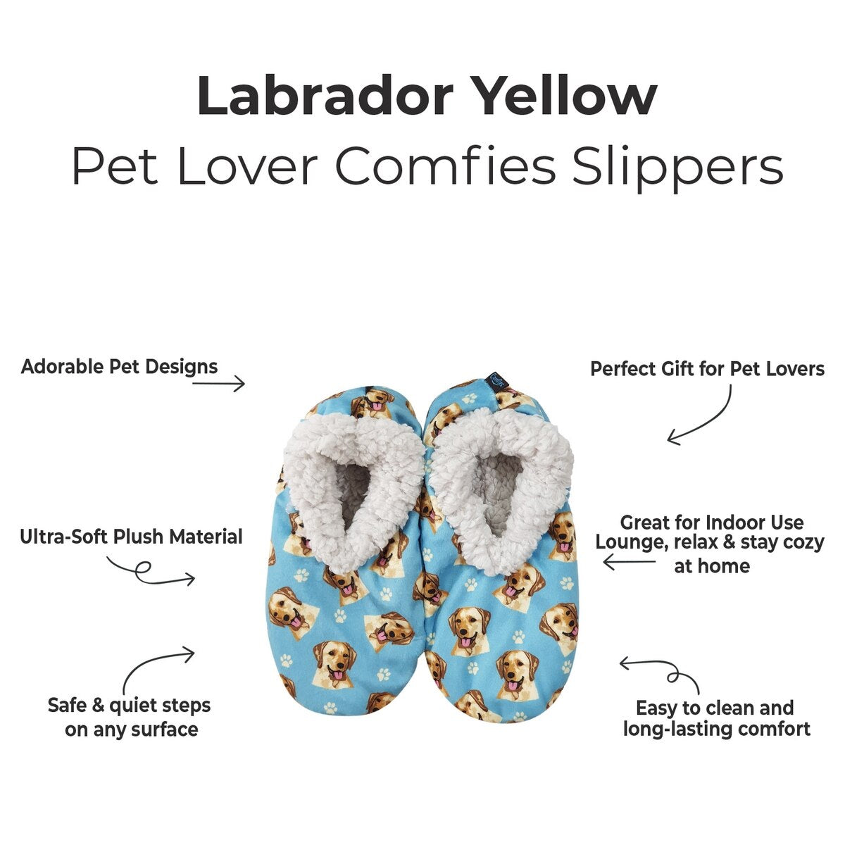 YELLOW LABRADOR DOG Ladies Non-Slip SLIPPERS COMFIES BRAND By E&S Pets