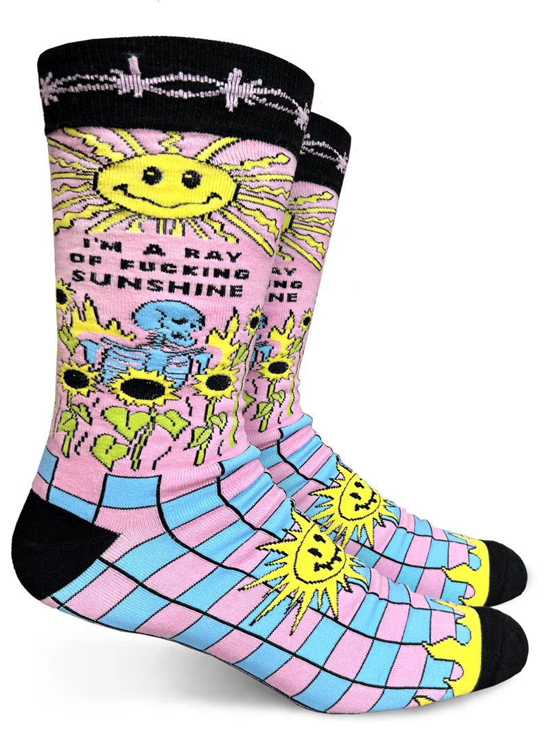 GROOVY THINGS CO. Brand Men’s I’M A RAY OF FUCKING SUNSHINE Socks - Novelty Socks And Slippers