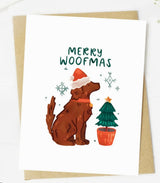 Cute Dog Christmas Greeting Card MERRY WOOFMAS *Made In The USA! - Novelty Socks And Slippers