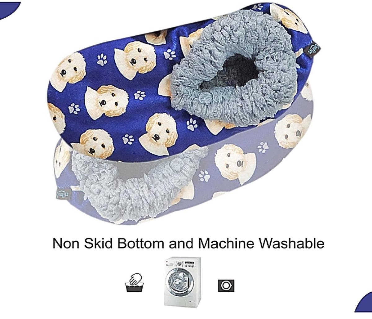 COMFIES BRAND Ladies GOLDENDOODLE DOG Non-Skid Slippers - Novelty Socks for Less