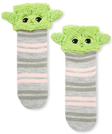 DISNEY STAR WARS BABY YODA LADIES 3-D SHERPA LINED GRIPPER BOTTOM SLIPPER SOCKS - Novelty Socks for Less