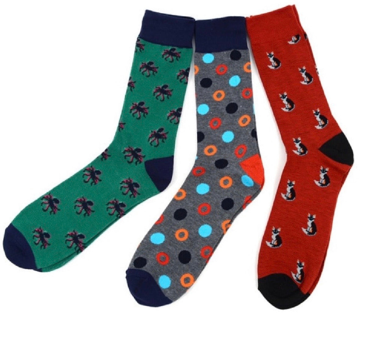 OCTOPUS, CATS, POLKA DOTS Men’s 3 Pair Of Socks PARQUET BRAND