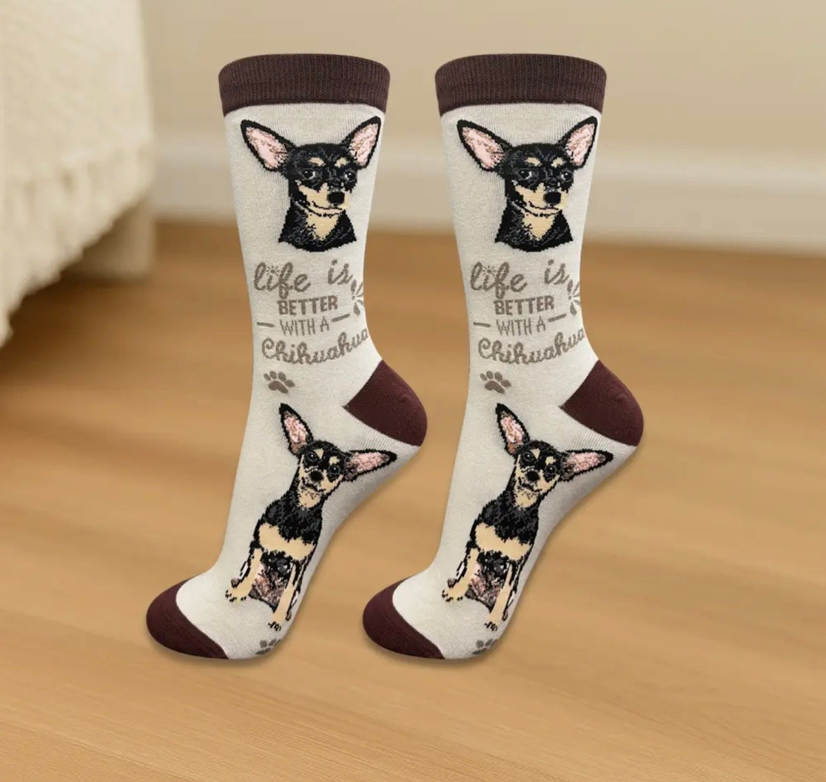 BLACK CHIHUAHUA Dog Adult Unisex Socks By E&S Pets Choose Style