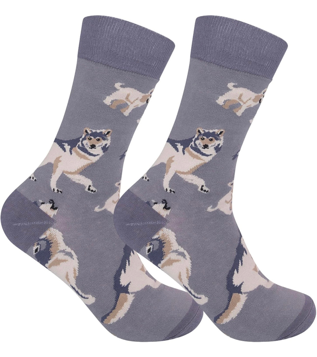 GRAY WOLF Adult Unisex Socks FUNATIC Brand Wolves All Over - Novelty Socks And Slippers