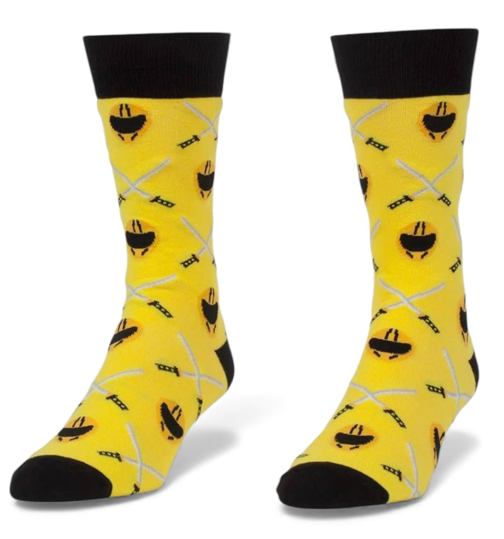 KILL BILL Movie Men's Socks HEADLINE Brand YELLOW HELMET - Novelty Socks And Slippers