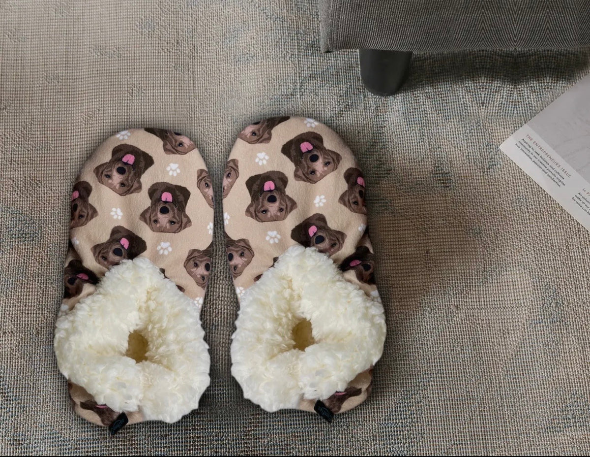 CHOCOLATE LABRADOR Dog Ladies Non-Slip Slippers COMFIES BRAND By E&S Pets - Novelty Socks And Slippers