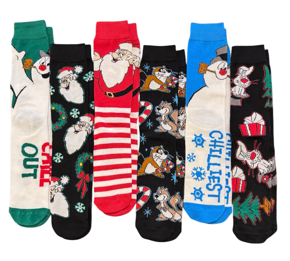 FROSTY THE SNOWMAN Men’s 6 Pair Of Christmas Socks 'CHIILIEST' - Novelty Socks And Slippers
