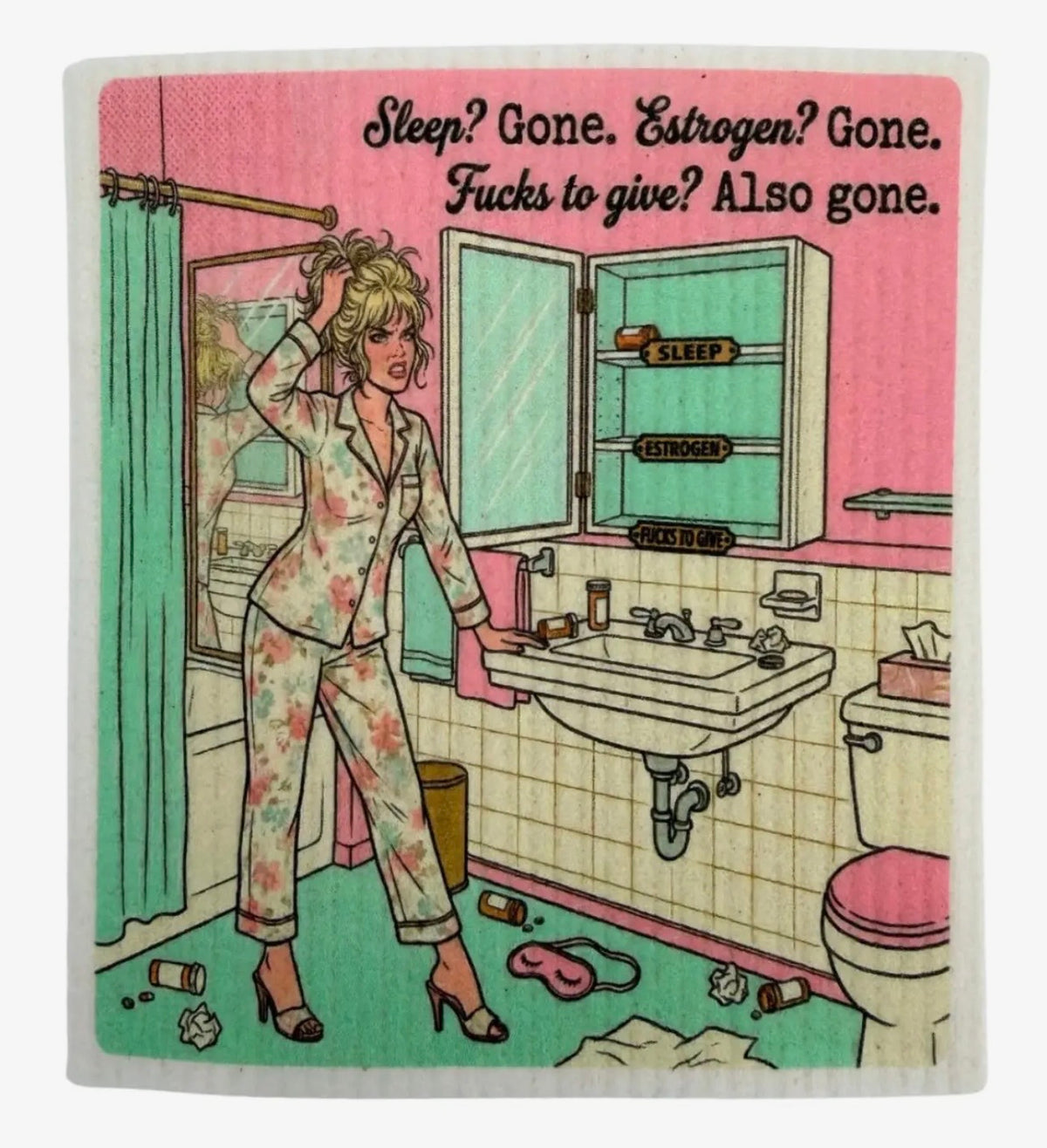 FUNNY MENOPAUSE SAYINGS Set Of 3 Swedish Dishcloths ‘MY HORMONES LEFT & TOOK MY ABILITY TO TOLERATE BULLSHIT WITH THEM’