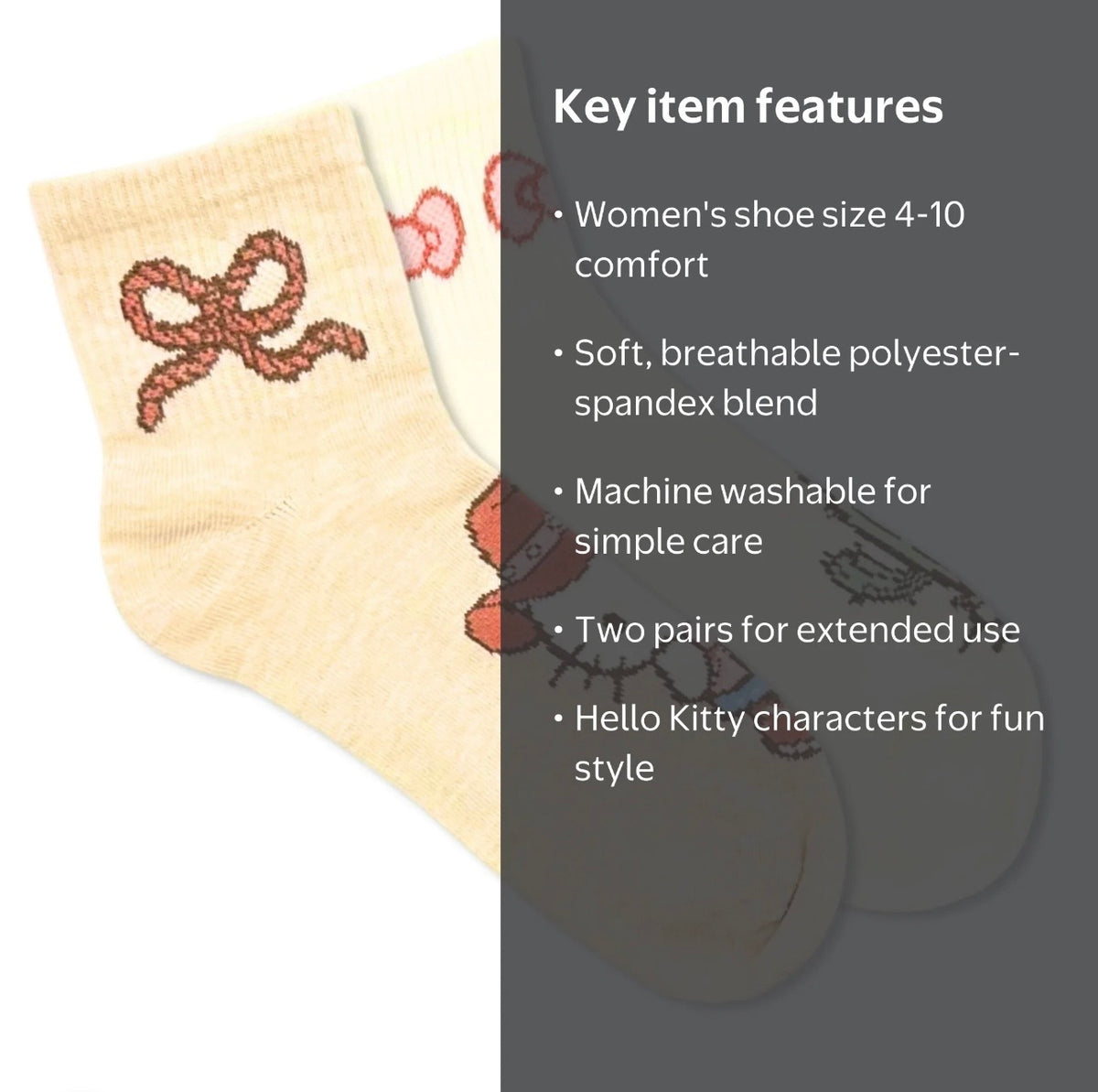 HELLO KITTY Ladies 2 Pair Of Cowgirl Hello Kitty Socks