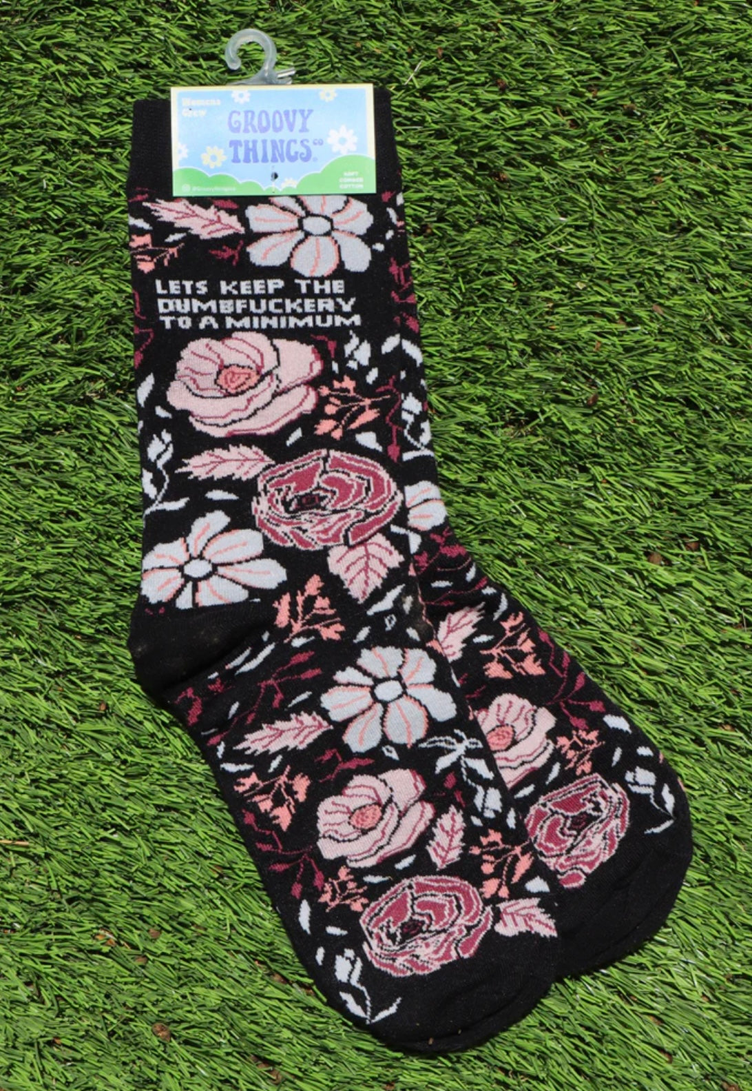 GROOVY THINGS Brand Ladies LET’S KEEP THE DUMBFUCKERY TO A MINIMUM Socks - Novelty Socks And Slippers