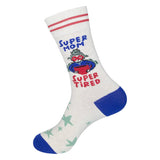 SUPER MOM SUPER TIRED Adult Unisex Socks FUNATIC Brand - Novelty Socks And Slippers