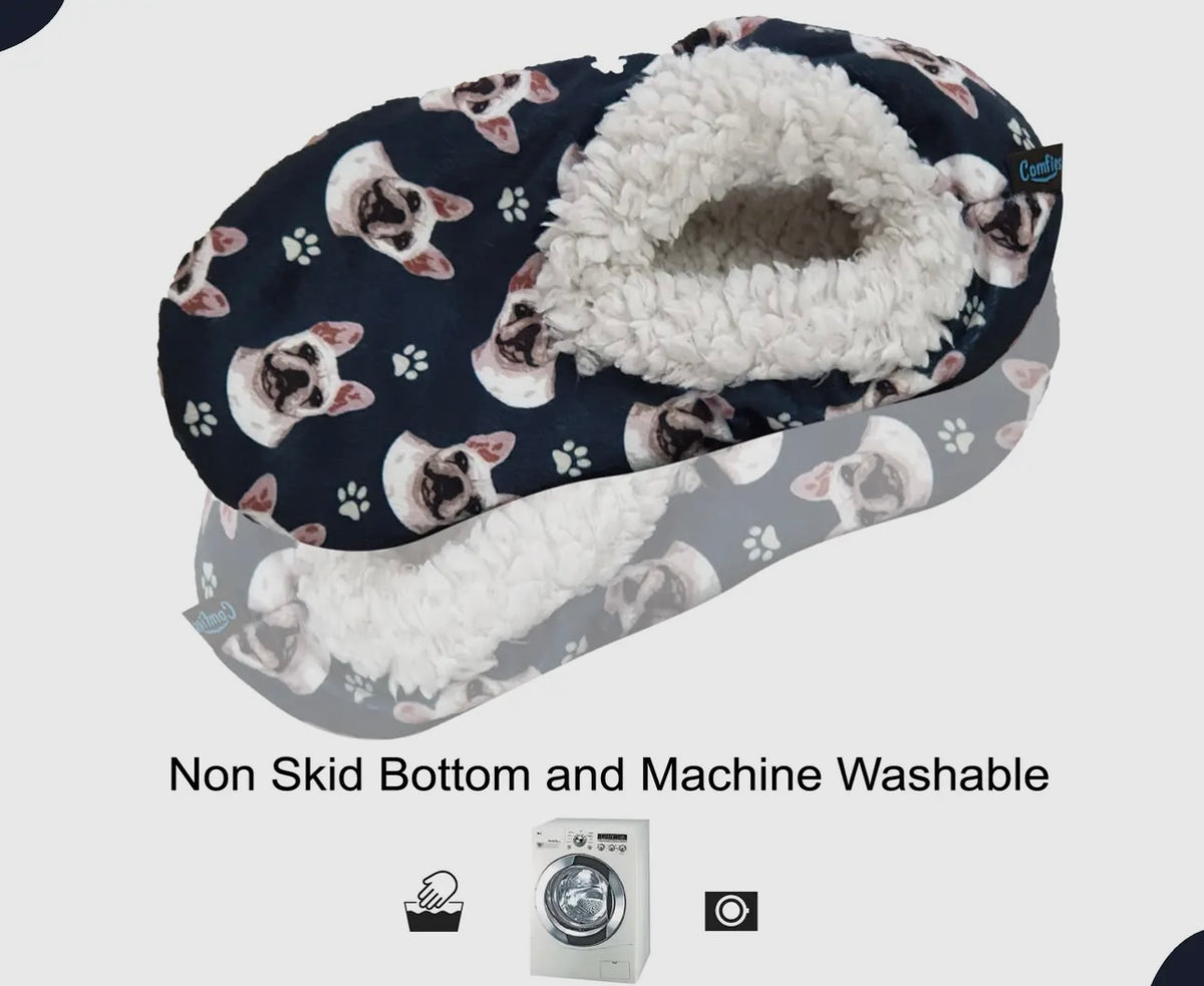 FRENCH BULLDOG Ladies Non-Skid SLIPPERS Comfies Brand - Novelty Socks And Slippers
