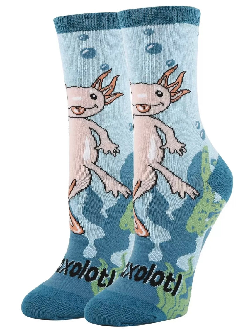 OOOH YEAH Brand Ladies AXOLOTL Socks ‘RELAXOLOTL’ - Novelty Socks And Slippers