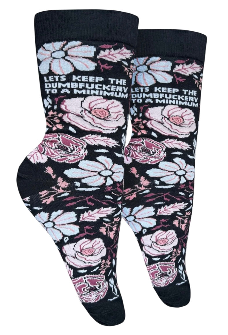 GROOVY THINGS CO Brand Ladies LET’S KEEP THE DUMBFUCKERY TO A MINIMUM Socks - Novelty Socks And Slippers