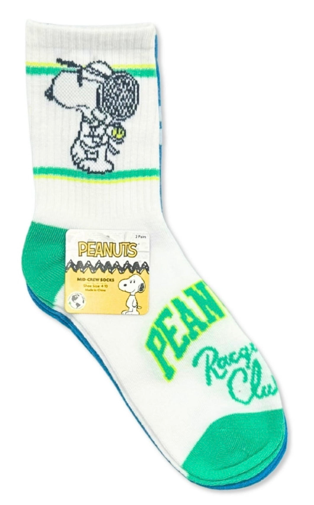 PEANUTS Ladies 2 Pair Of Racquet Club Socks SNOOPY & WOODSTOCK