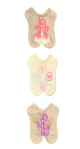 CARE BEARS Ladies 3 Pair Of No Show Socks Share Bear, Cheer Bear