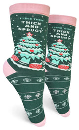 GROOVY THINGS CO. Brand Ladies CHRISTMAS Socks โI LIKE THEM THICK AND SPRUCYโ - Novelty Socks And Slippers