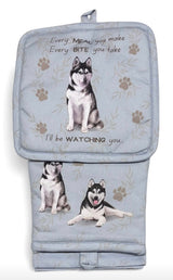 DOG & CAT 3 Piece Oven Mitt & Tea Towel Set By E&S Pets (CHOOSE BREED) - Novelty Socks And Slippers