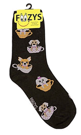 FOOZYS Brand Ladies TEA CUP DOGS Socks - Novelty Socks And Slippers