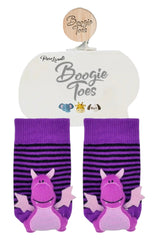 BOOGIE TOES Brand Unisex Baby PURPLE DRAGON Rattle Gripper Bottom Socks By Piero Liventi - Novelty Socks And Slippers