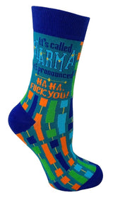 FABDAZ BRAND LADIES ‘IT’S CALLED KARMA IT’S PRONOUNCED HA HA FUCK YOU’ SOCKS - Novelty Socks And Slippers