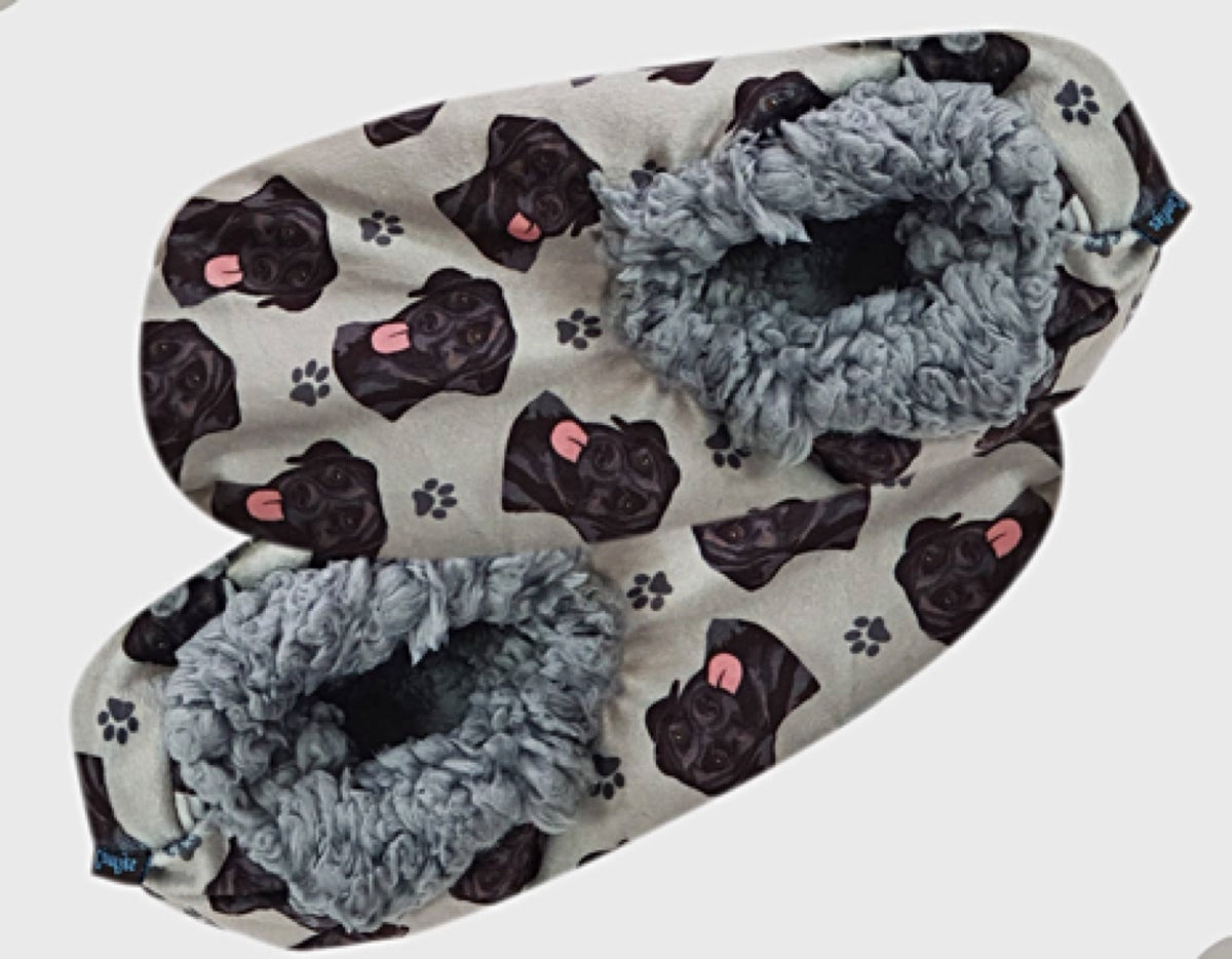 COMFIES BRAND Ladies BLACK LABRADOR DOG Non-Skid SLIPPERS - Novelty Socks for Less