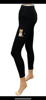 URBAN ATHLETICS Ladies YORKIE High Rise Leggings With Pockets E&S Pets - Novelty Socks for Less