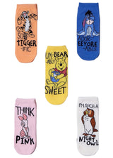 DISNEY WINNIE THE POOH Ladies 5 Pair Of No Show Socks ‘I’M SUCH A NIGHT OWL’