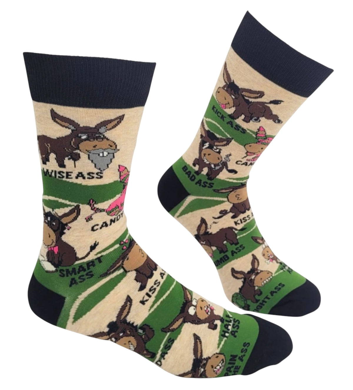 ASSES Men’s Donkey Crew Socks Dumb, Kick, Bad, Wise Etc… Fabdaz Brand