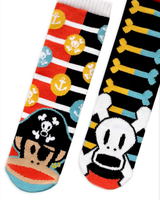JULIUS The Monkey & SKURVY The Pirate Unisex Toddler Mismatched Gripper Bottom Socks PALS SOCKS Brand By PAUL FRANK (Choose Size) - Novelty Socks And Slippers