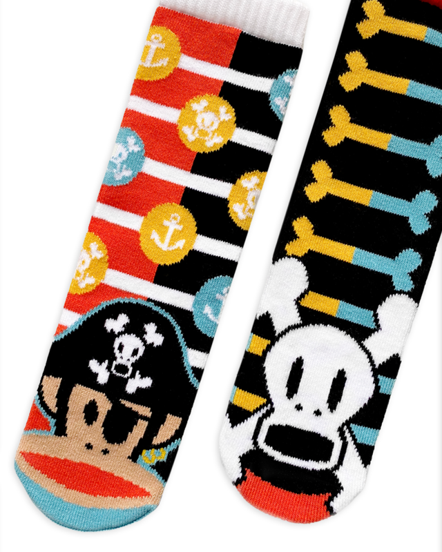 JULIUS The Monkey & SKURVY The Pirate Unisex Toddler Mismatched Gripper Bottom Socks PALS SOCKS Brand By PAUL FRANK (Choose Size) - Novelty Socks And Slippers