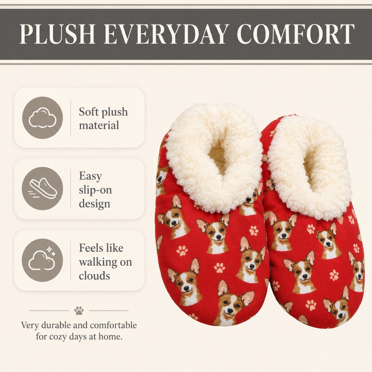 FAWN CHIHUAHUA Dog Ladies Non-Slip Slippers COMFIES BRAND By E&S Pets