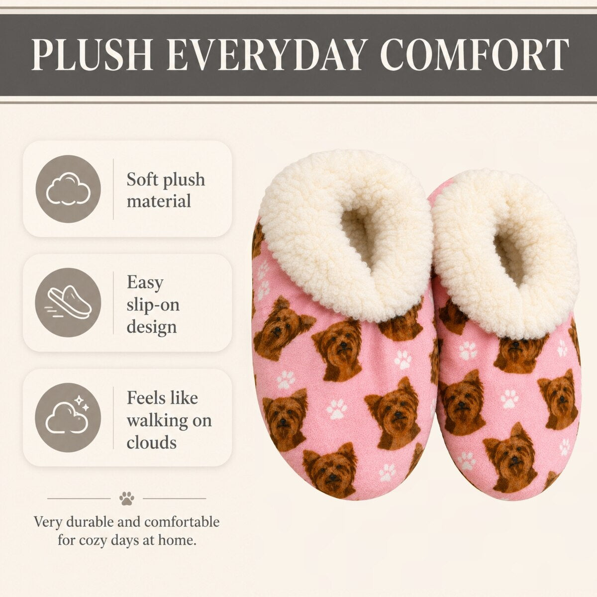YORKIE Dog Ladies Non-Slip Slippers COMFIES BRAND By E&S Pets