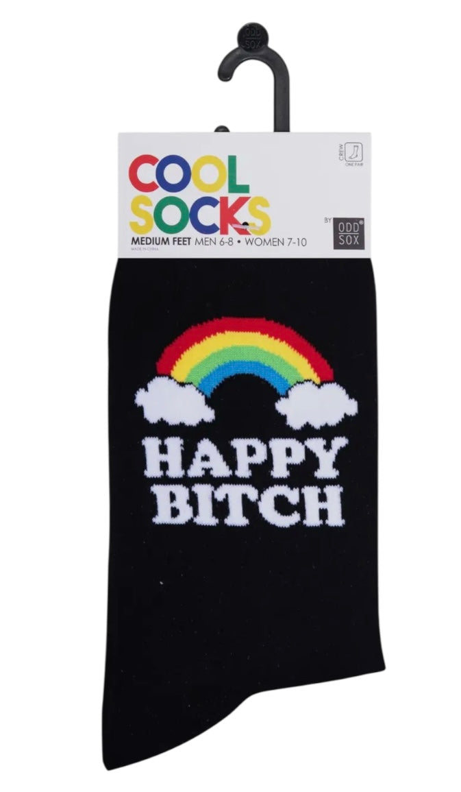 COOL SOCKS BRAND Ladies HAPPY BITCH Socks - Novelty Socks And Slippers
