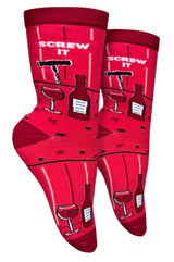 GROOVY THINGS Co. Brand Ladies WINE Socks SCREW IT - Novelty Socks And Slippers