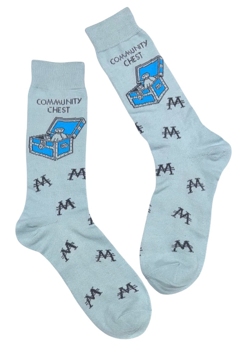 MONOPOLY Men’s COMMUNITY CHEST Socks - Novelty Socks And Slippers