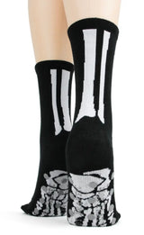 FOOT TRAFFIC Brand Ladies SKELETON BONES Non-Skid Slipper Socks - Novelty Socks And Slippers