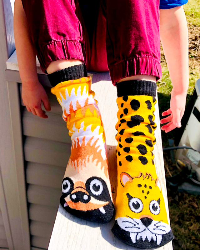 SLOTH & CHEETAH Toddler Unisex Mismatched Gripper Bottom Socks PALS SOCKS Brand - Novelty Socks And Slippers