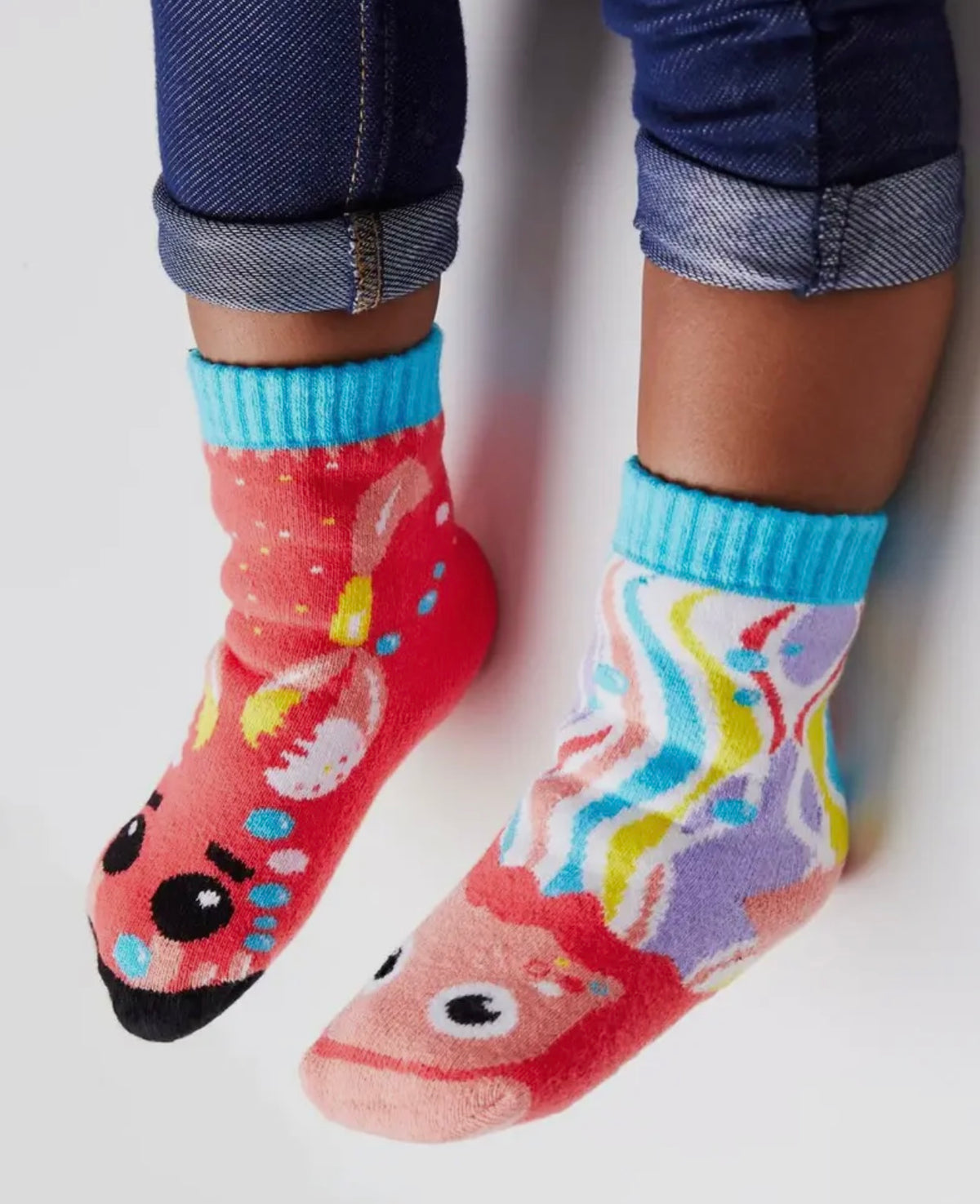PALS SOCKS Brand Unisex Kids CRAB & JELLYFISH Mismatched Gripper Bottom Socks (CHOOSE SIZE) - Novelty Socks And Slippers