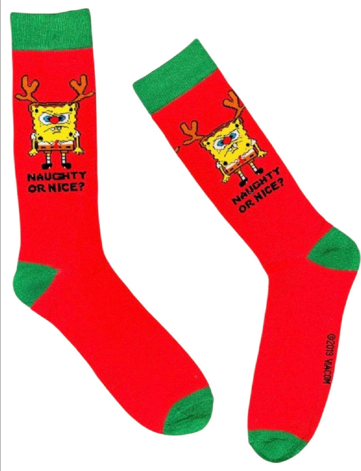 SPONGEBOB SQUAREPANTS CHRISTMAS Men's PATRICK Socks 'SO LIT' (Choose Xmas Style)