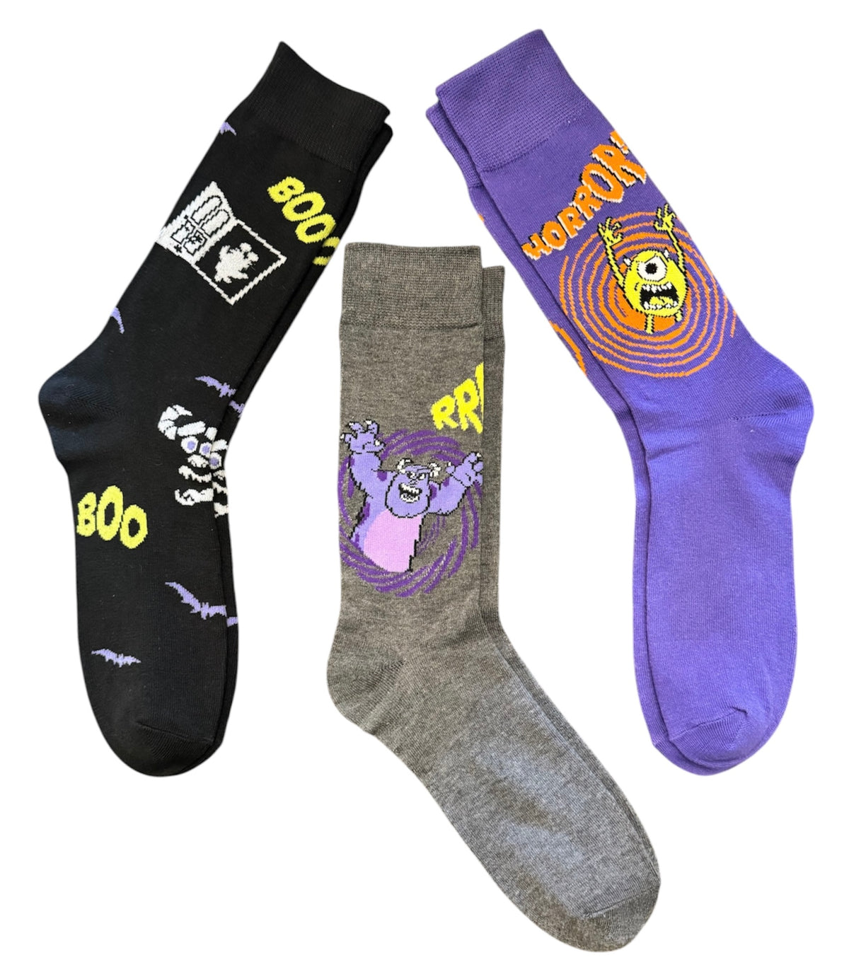 DISNEY Pixar MONSTERS INC. Men’s 3 Pair of Halloween Socks MIKE WAZOWSKI & SULLEY