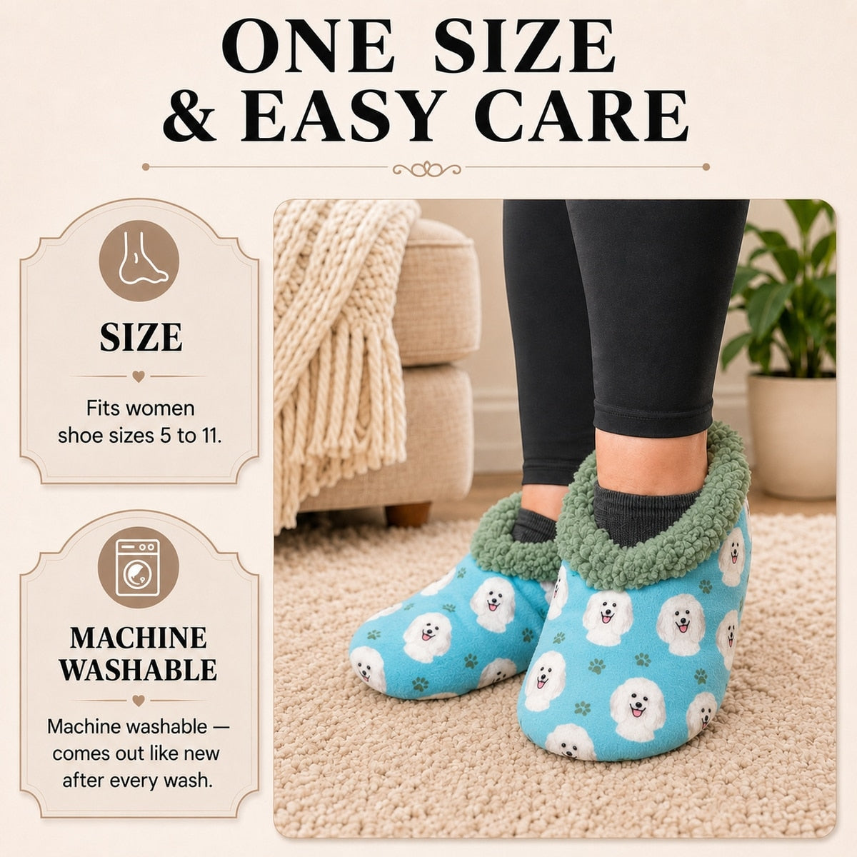 POODLE Dog Ladies Non-Slip Slippers COMFIES BRAND By E&S Pets
