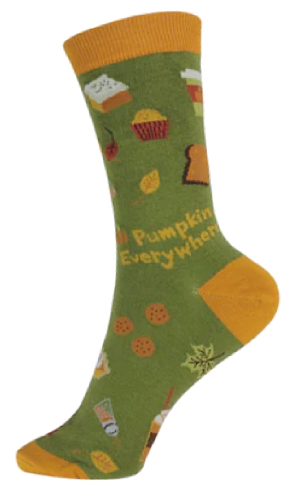 FOOT TRAFFIC Brand Ladies PUMPKIN EVERYTHING Socks PUMPKIN COFFEE, PIE - Novelty Socks for Less